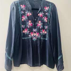Johnny was blouse colorful embroidered Gray size S